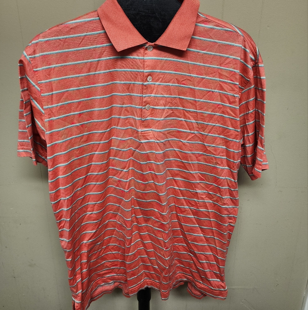 Men's Coral Stripe Polo Shirt